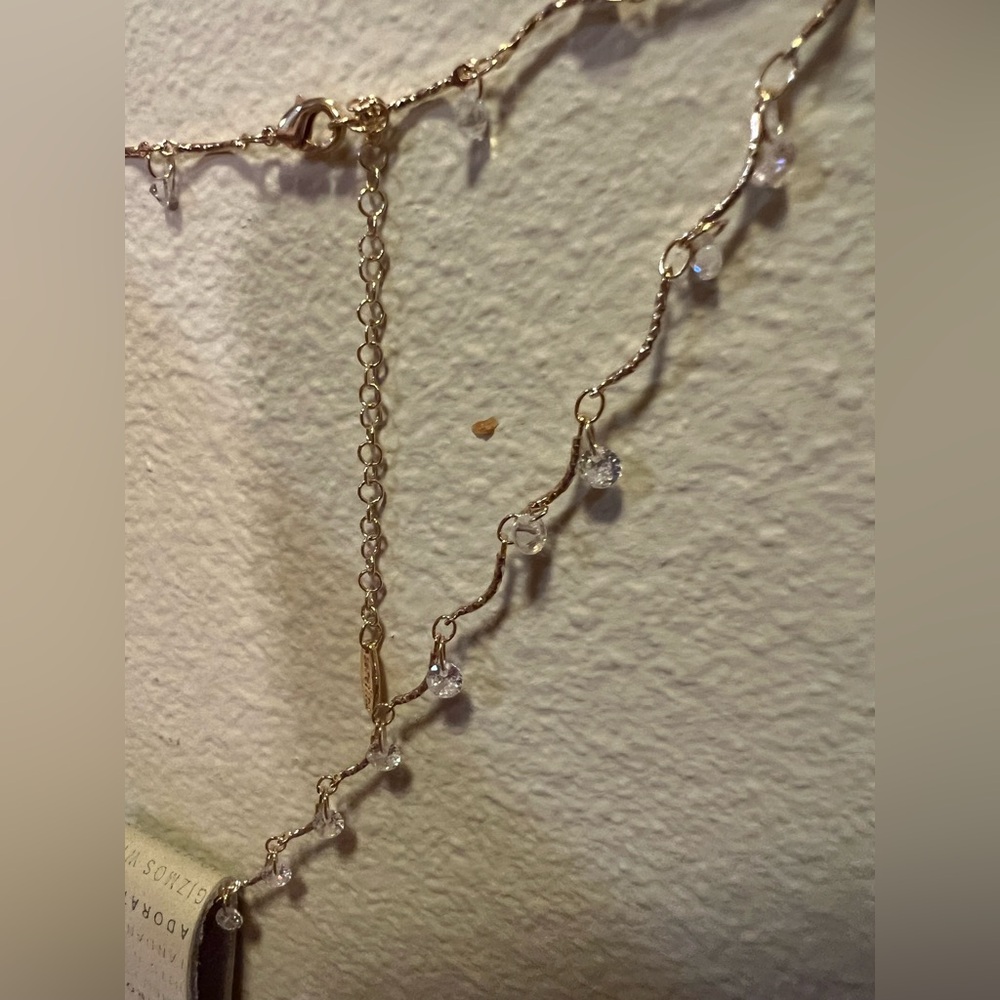 Anthropologie Drippy Crystal Necklace - Gold - NWT - Picture 6 of 16